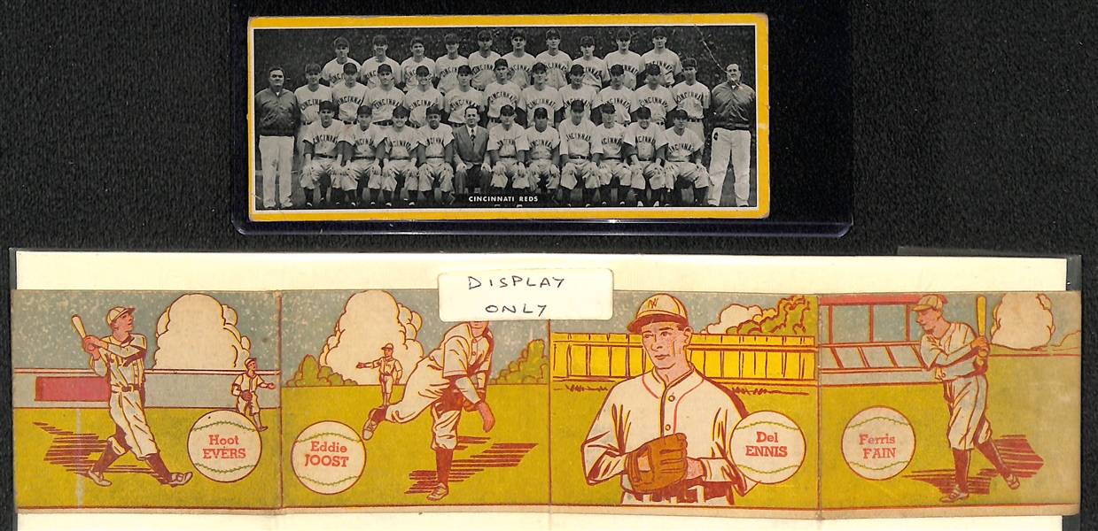 Lot of 1951 Topps Reds Team Picture & (1) 1949 MP & Co. Uncut R302-2 Strip Sheet